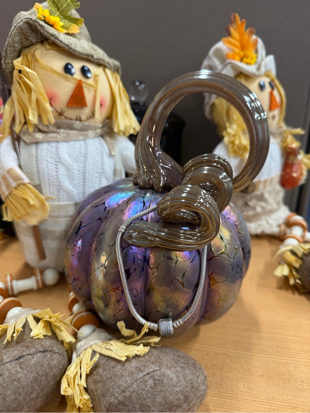 Pandora Iridescent Purple Glass Pumpkin Charm Bracelet Accent